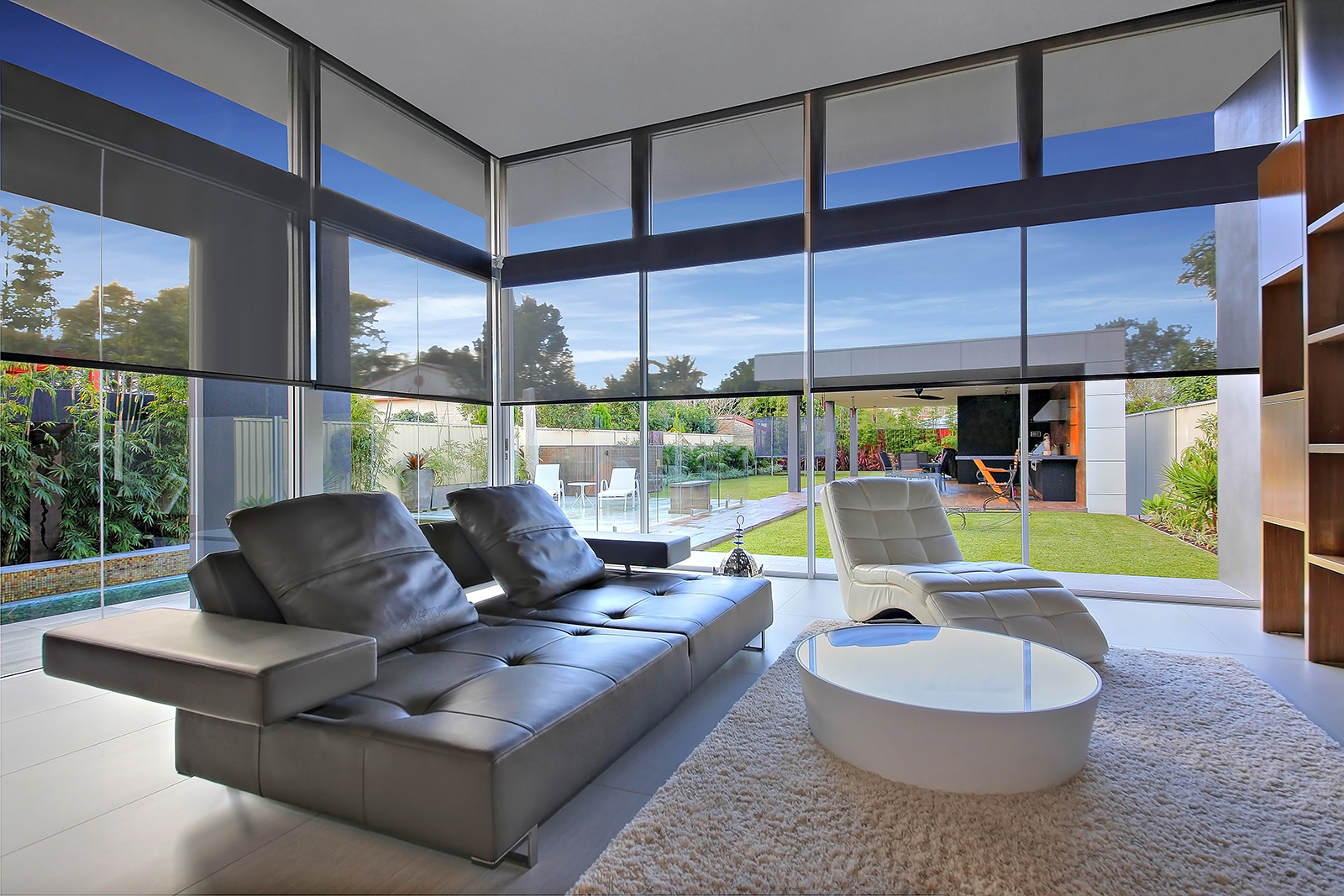 Modern glass living room
